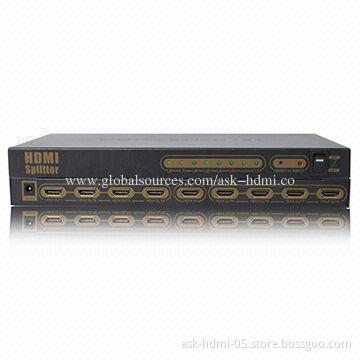 8-port HDMI Splitter, 1x8, 1080P with 5V DC/3A Power Supply